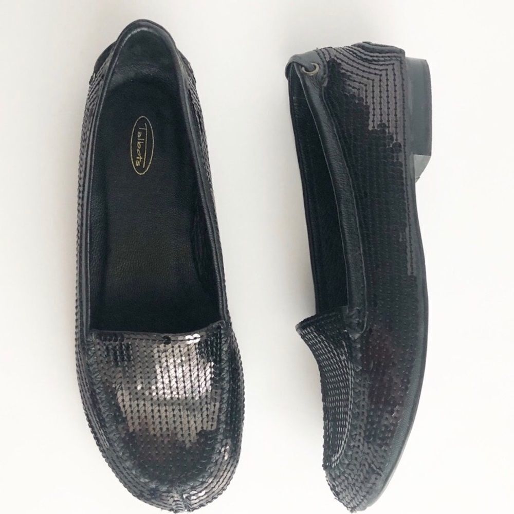 Talbots Black Sequined Loafer sz7